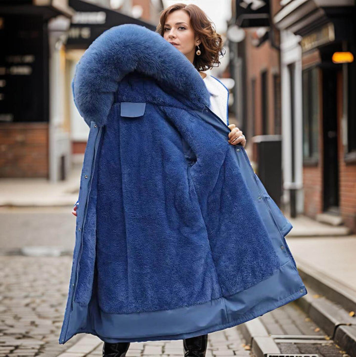 Elegante Damen-Winterjacke mit Kunstfell