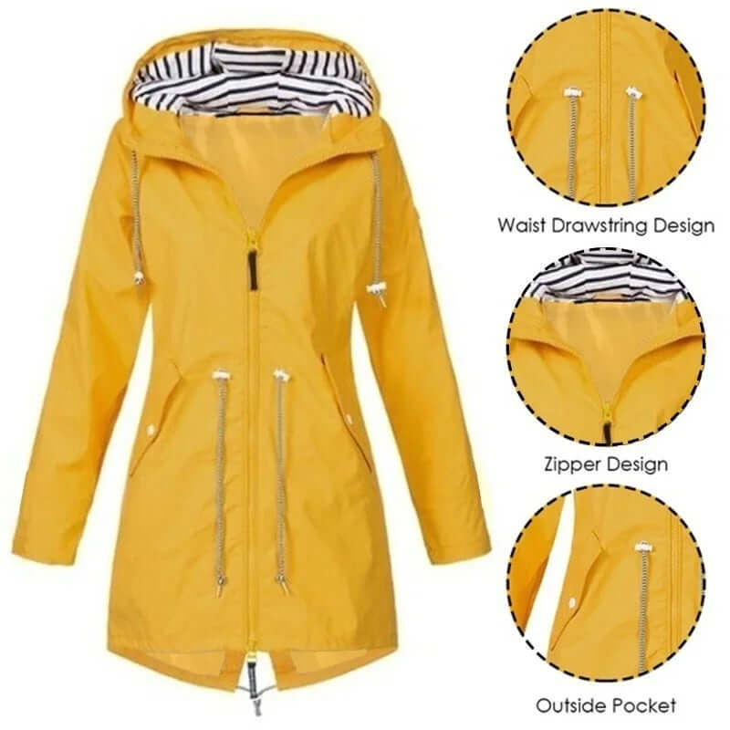 Wasserdichter Trenchcoat mit Kapuze für Damen