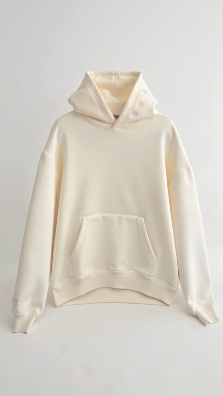 Abigail Kapuzenpullover mit tropischer Stickerei auf dem Rücken, eleganter Style, komfortabel mit großer Kapuze.