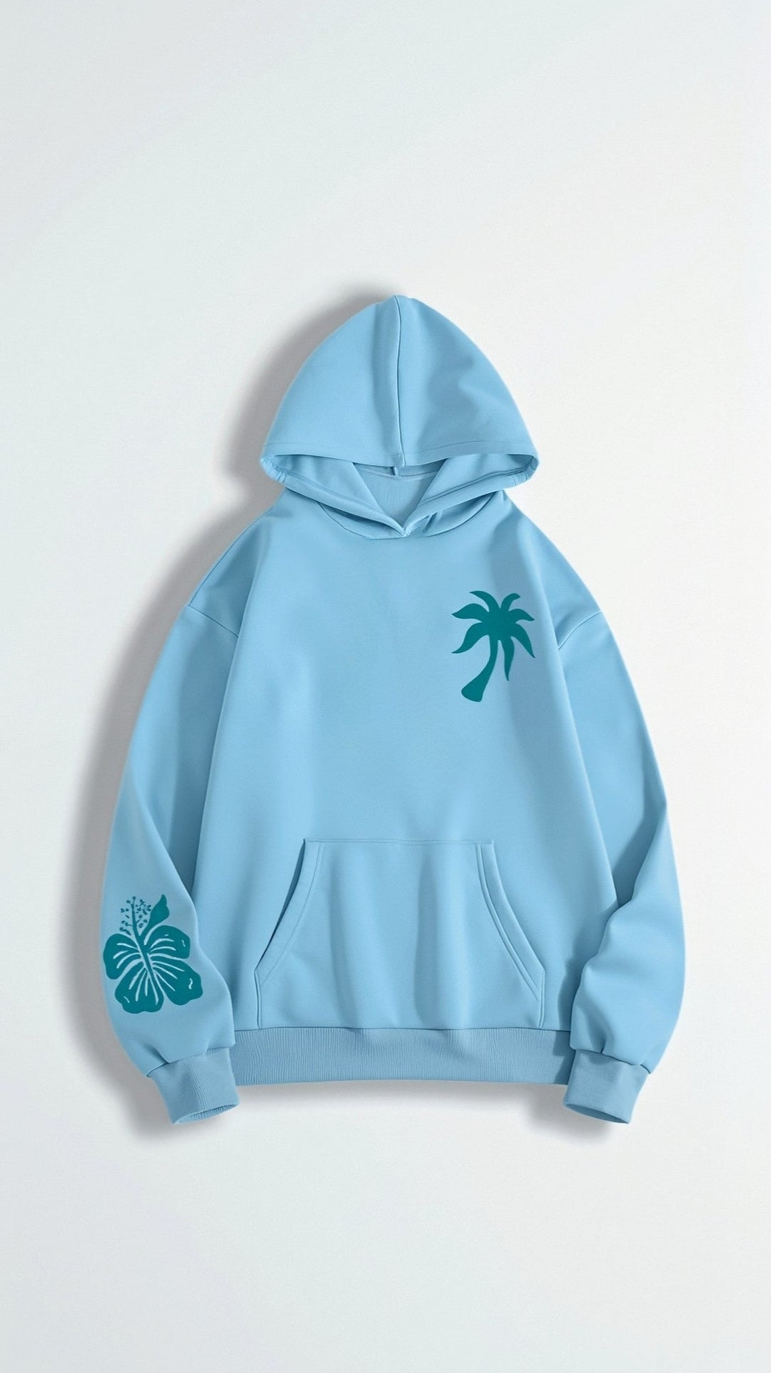 Abigail Kapuzenpullover mit tropischer Stickerei auf dem Rücken, eleganter Style, komfortabel mit großer Kapuze.