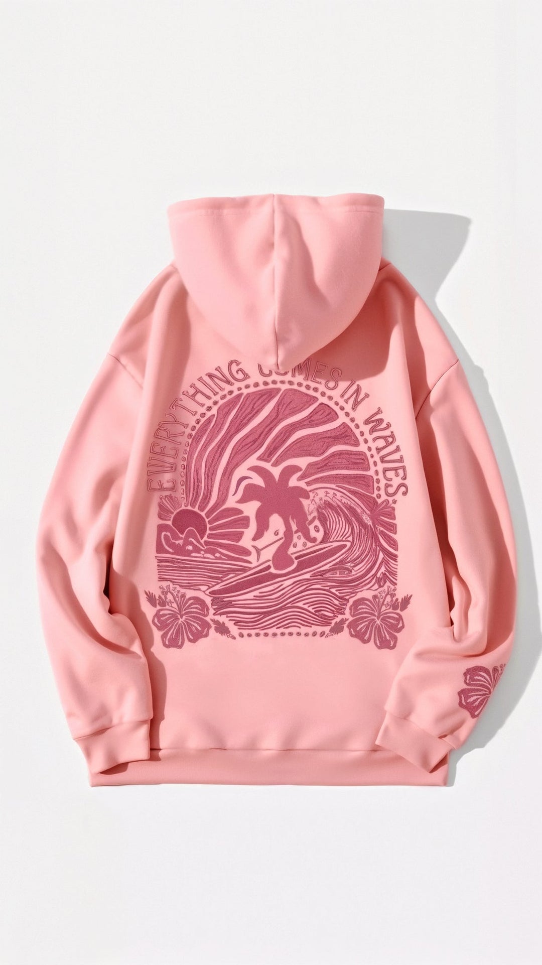 Abigail Kapuzenpullover mit tropischer Stickerei auf dem Rücken, eleganter Style, komfortabel mit großer Kapuze.