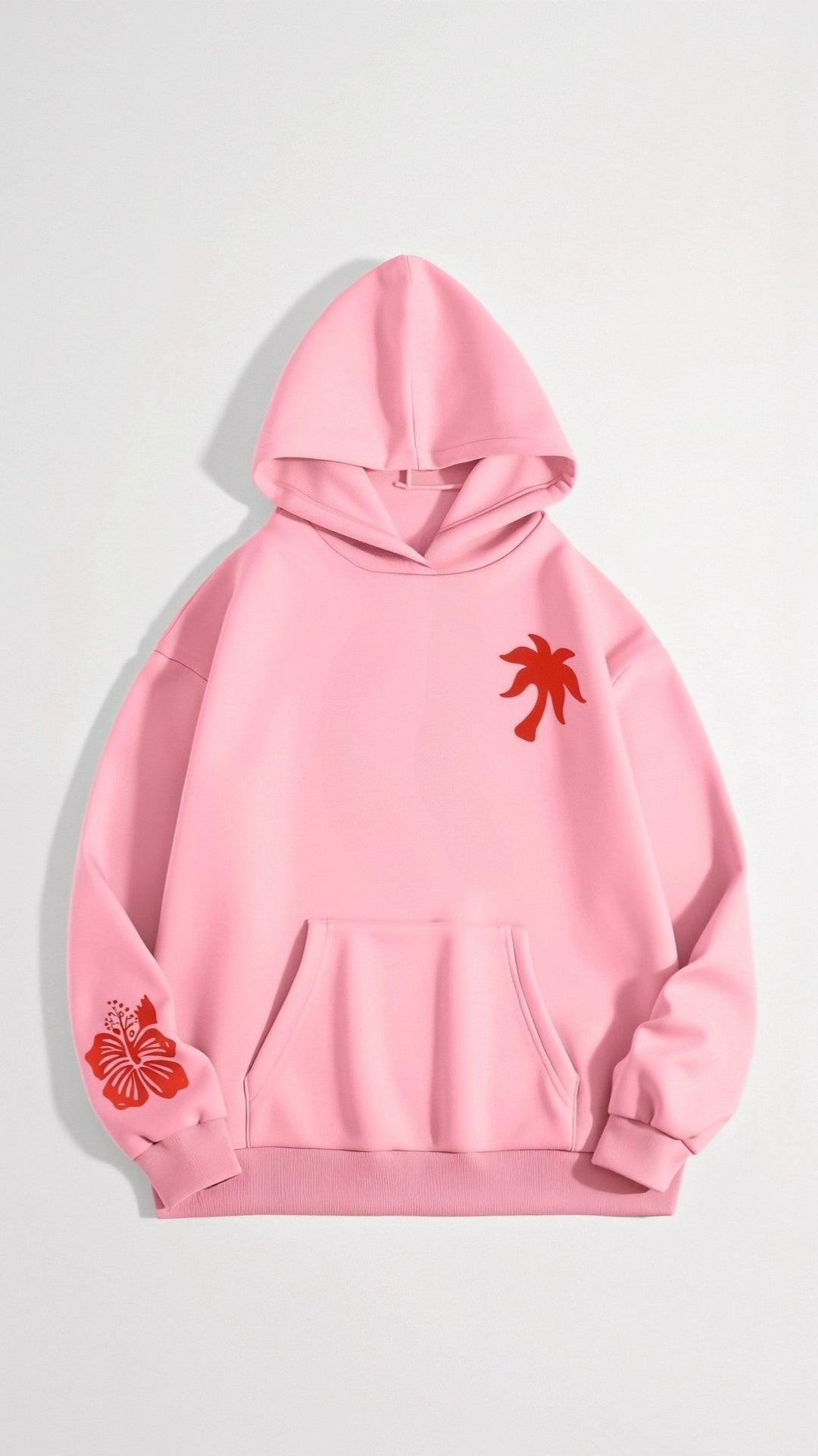 Abigail Kapuzenpullover mit tropischer Stickerei auf dem Rücken, eleganter Style, komfortabel mit großer Kapuze.
