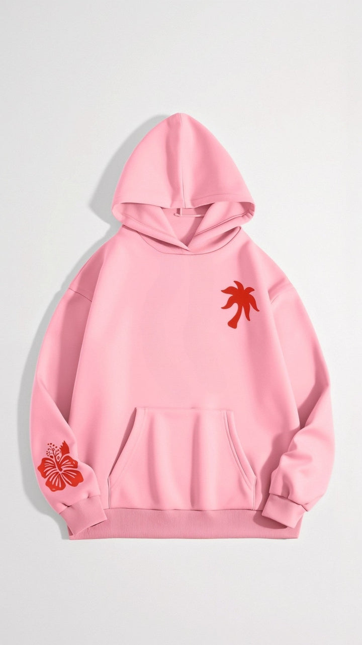 Abigail Kapuzenpullover mit tropischer Stickerei auf dem Rücken, eleganter Style, komfortabel mit großer Kapuze.