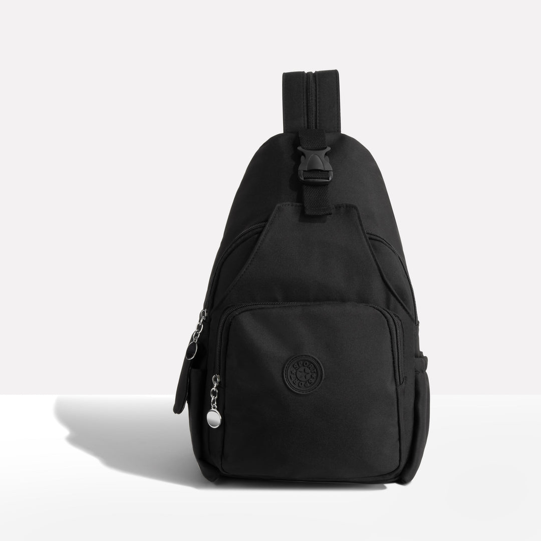 "Anti-Diebstahl Damen Umhängetasche, modernes Design, schwarz, versteckte Tasche, stilvolles und sicheres Modeaccessoire."