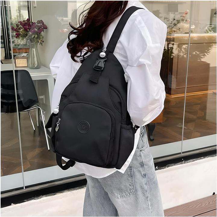 "Anti-Diebstahl Damen Umhängetasche, modernes Design, schwarz, versteckte Tasche, stilvolles und sicheres Modeaccessoire."