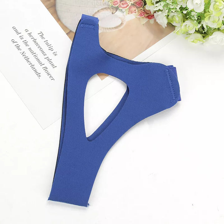 "Anti-Schnarch-Kinnriemen aus Neopren, verstellbar, weich und komfortabel, fördert Nasenatmung und verhindert Schnarchen."