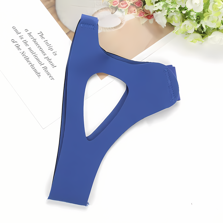 "Anti-Schnarch-Kinnriemen aus Neopren, verstellbar, weich und komfortabel, fördert Nasenatmung und verhindert Schnarchen."