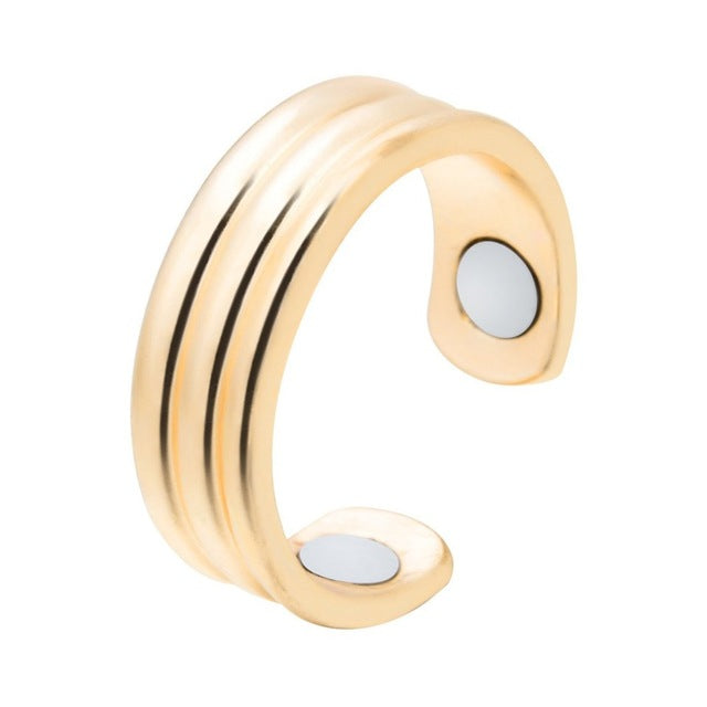 "Anti-Schnarch-Ring, goldfarben, magnetische Therapie, Akupressurdesign auf kleinem Finger, elegantes Erscheinungsbild."