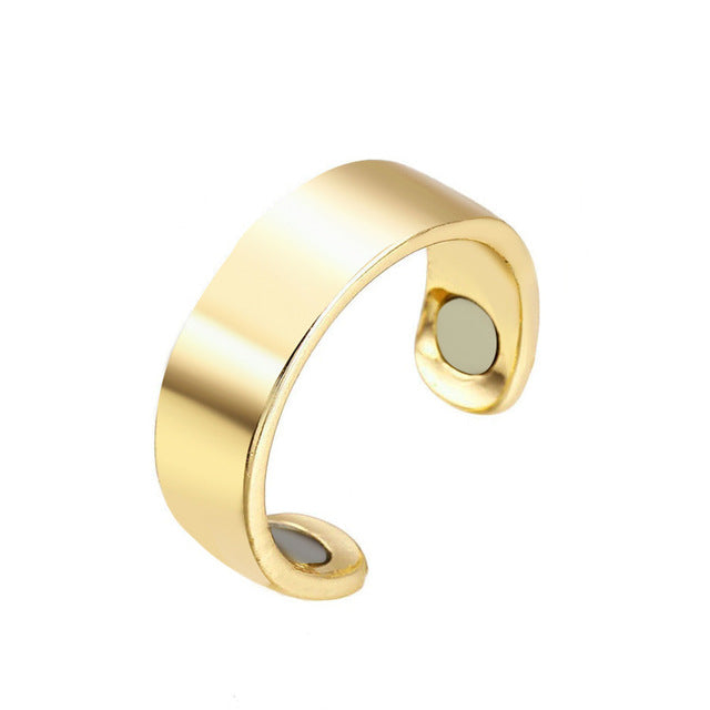 "Anti-Schnarch-Ring, goldfarben, magnetische Therapie, Akupressurdesign auf kleinem Finger, elegantes Erscheinungsbild."