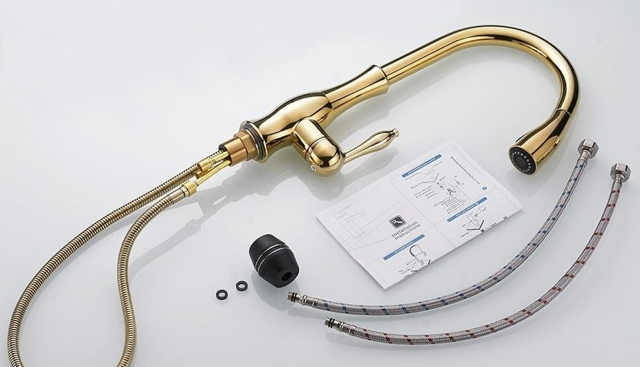 "Anton Küchenarmatur in gebürstetem Nickel, ausziehbar, modernes Design, flexible Nutzung, für stilvolle Küchen"