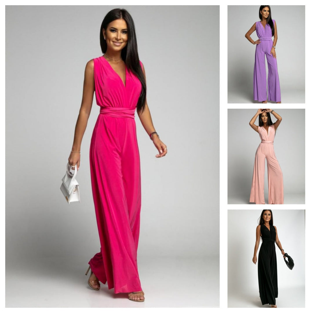 Ärmelloser Damen Jumpsuit mit fließender Passform, betont Kurven elegant, vielseitig kombinierbar, bequem und stilvoll.