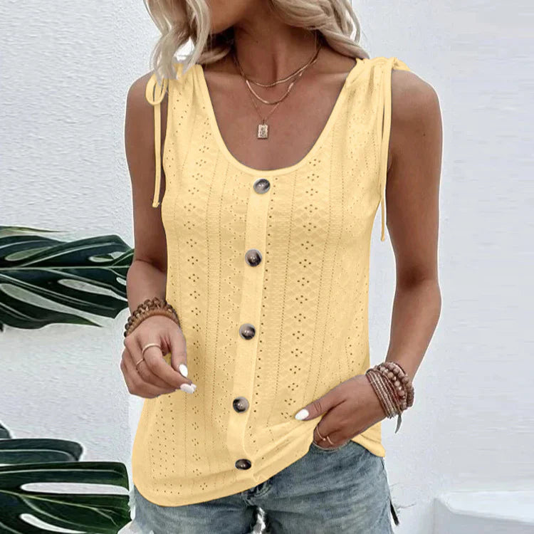 "Ärmelloses Damen-Tanktop, atmungsaktives Sommerdesign in diversen Farben, perfekte Passform für stilvolle Auftritte."