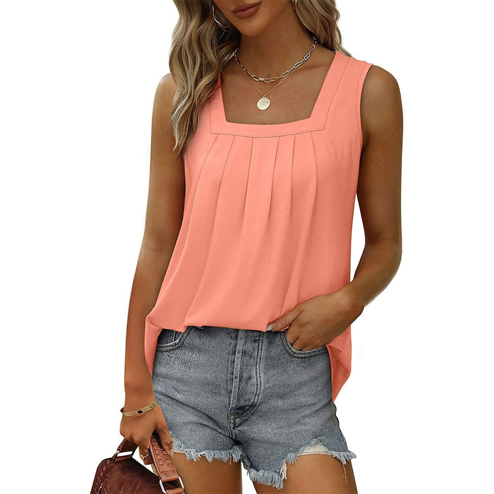 "Ärmelloses Damen-Top aus Baumwolle mit quadratischem Ausschnitt, ideal für eleganten und vielseitigen Stil."