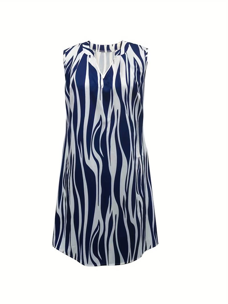 Armelloses gestreiftes Minikleid für Damen, luftige Passform, elegantes Streifendesign, perfekt für Sommeraktivitäten.