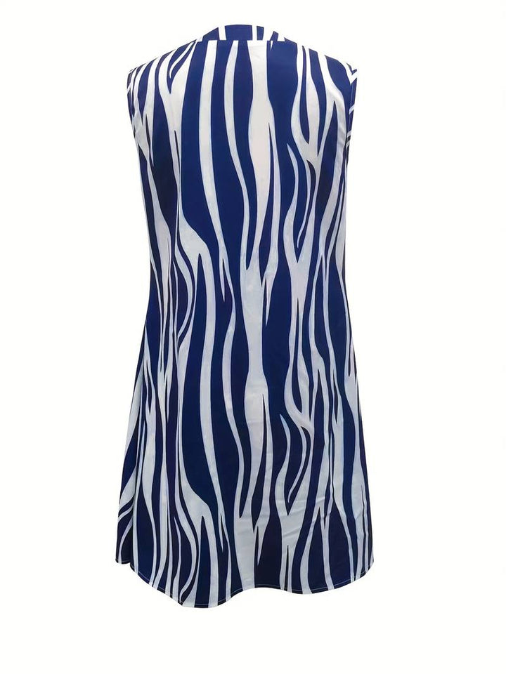 Armelloses gestreiftes Minikleid für Damen, luftige Passform, elegantes Streifendesign, perfekt für Sommeraktivitäten.