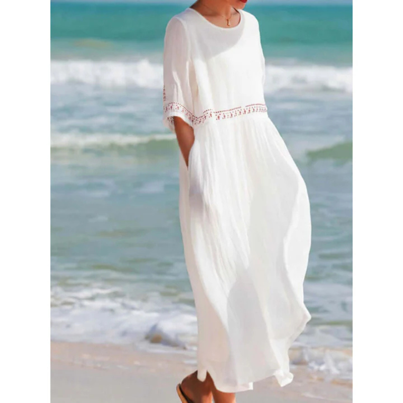 Ärmelloses Midi-Abendkleid Damen in fließendem Design, schmeichelnde Silhouette, ideal für formelle Anlässe.