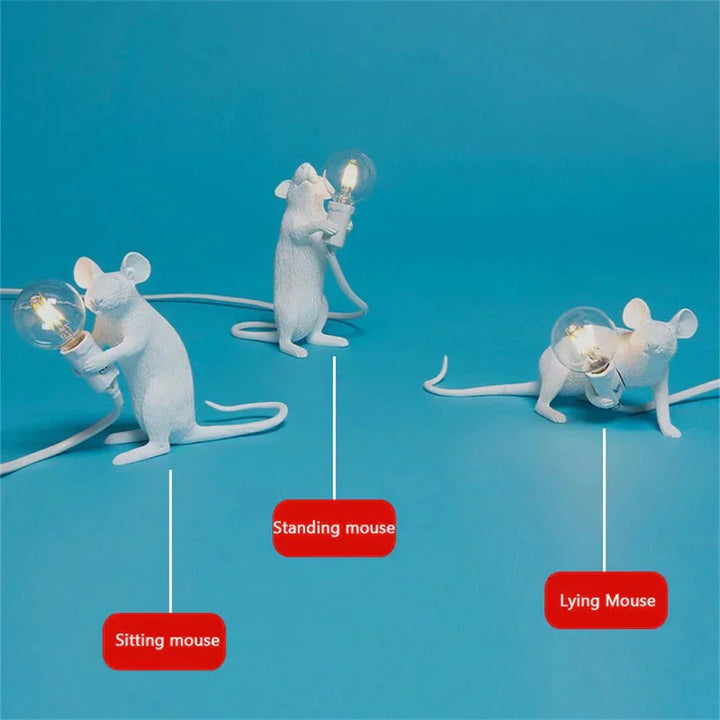 "Art Deco LED Tischlampe in Mausform, verspieltes Design, ideal für Schreibtisch oder Regal, gold, schwarz oder weiß erhältli