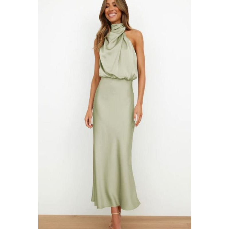 Atemberaubendes Neckholder-Midi-Abendkleid für Damen, elegantes Design, betont Schultern, ideal für formelle Anlässe.