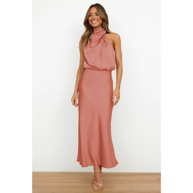 Atemberaubendes Neckholder-Midi-Abendkleid für Damen, elegantes Design, betont Schultern, ideal für formelle Anlässe.