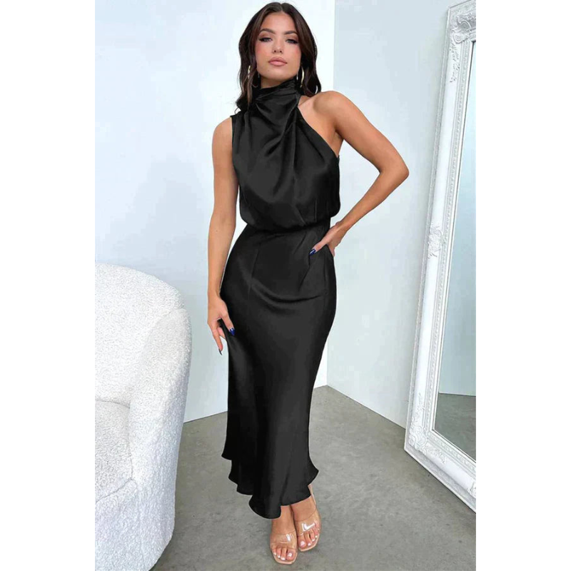 Atemberaubendes Neckholder-Midi-Abendkleid für Damen, elegantes Design, betont Schultern, ideal für formelle Anlässe.