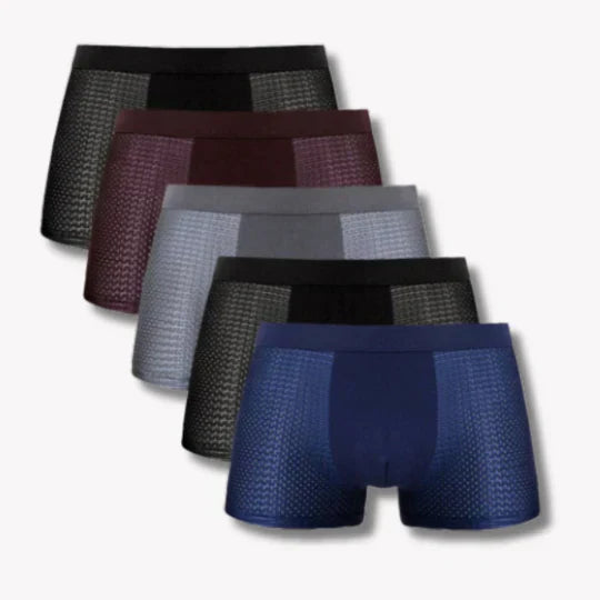 Atmungsaktive Mesh-Unterwäsche für Herren, 5er-Set in verschiedenen Farben, luftige Struktur für optimalen Komfort.