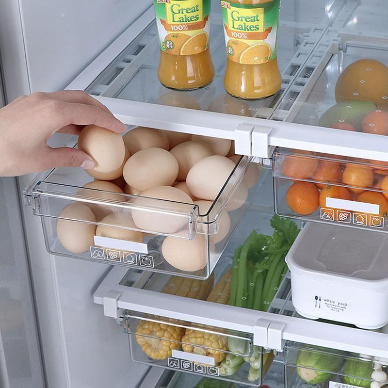 "Ausziehbare Kühlschrank-Schublade, robustes, platzsparendes Design für Lebensmittelaufbewahrung, praktische Transparenz"