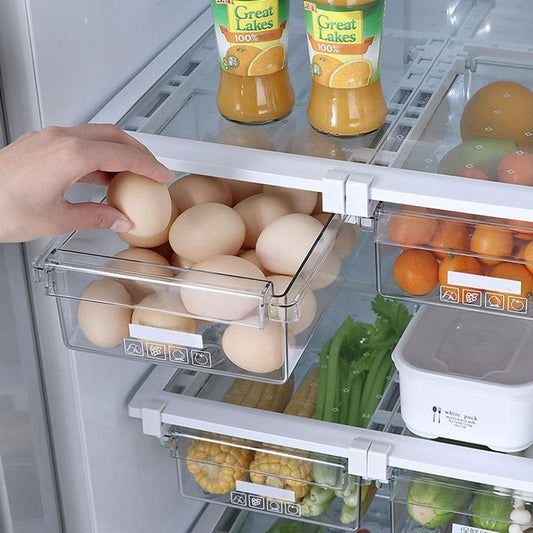 "Ausziehbare Kühlschrank-Schublade, robustes, platzsparendes Design für Lebensmittelaufbewahrung, praktische Transparenz"