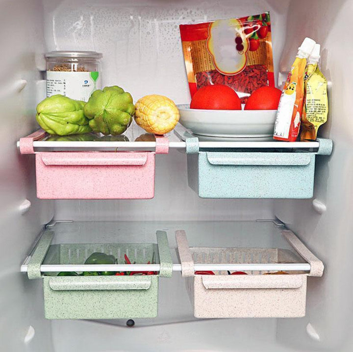"Ausziehbare Kühlschrank-Schublade, robustes, platzsparendes Design für Lebensmittelaufbewahrung, praktische Transparenz"