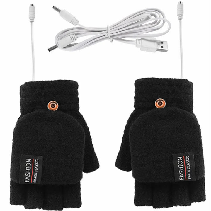 "Beheizbare USB-Handschuhe aus Strick, wiederaufladbar, Unisex-Design, perfekt für kalte Wintertage, Damen-Accessoire"