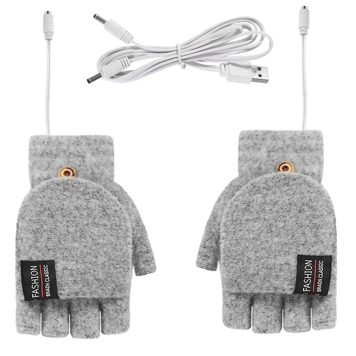 "Beheizbare USB-Handschuhe aus Strick, wiederaufladbar, Unisex-Design, perfekt für kalte Wintertage, Damen-Accessoire"