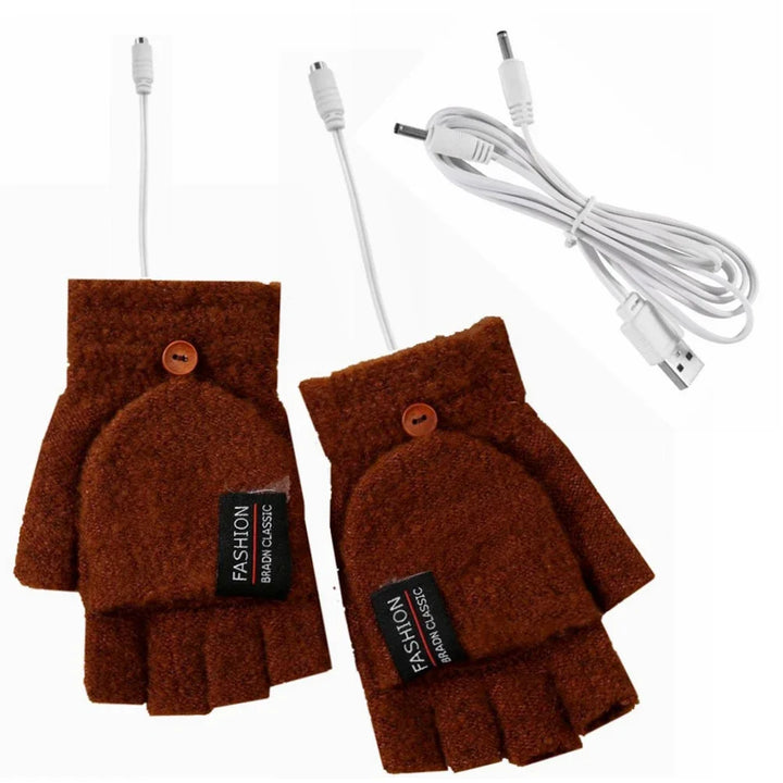 "Beheizbare USB-Handschuhe aus Strick, wiederaufladbar, Unisex-Design, perfekt für kalte Wintertage, Damen-Accessoire"