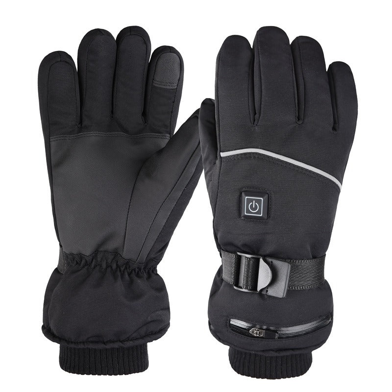 Beheizbare, wasserdichte Winterhandschuhe, Touchscreen-fähig, schwarz, für Outdoor-Aktivitäten, rutschfest, komfortabel.