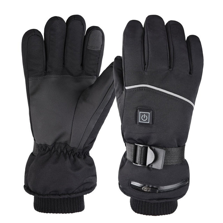 Beheizbare, wasserdichte Winterhandschuhe, Touchscreen-fähig, schwarz, für Outdoor-Aktivitäten, rutschfest, komfortabel.