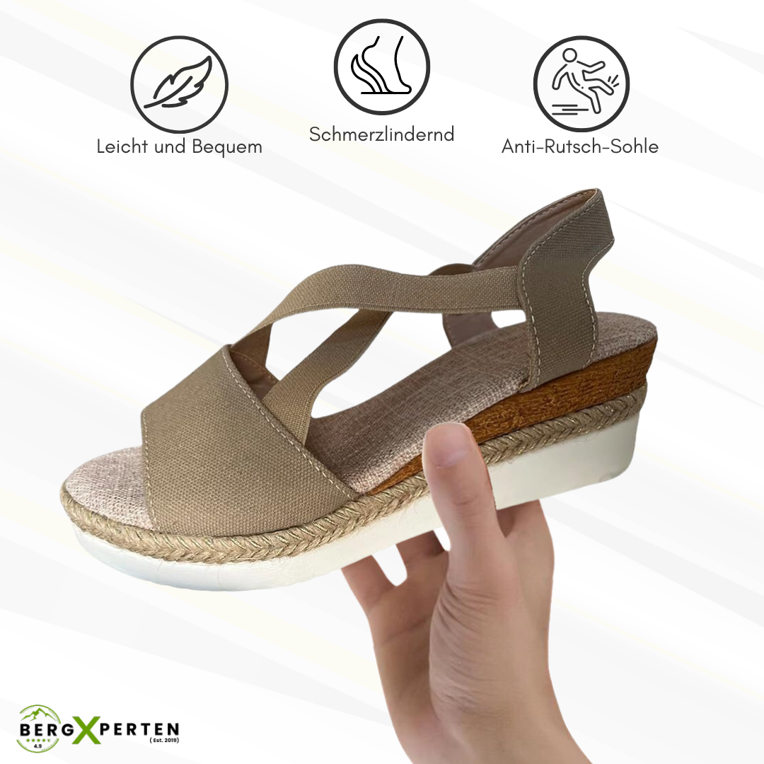 "Bequeme Damen-Sandalen in Beige, ergonomisch, rutschfeste Sohle, für schmerzfreie Schritte und modischen Komfort."