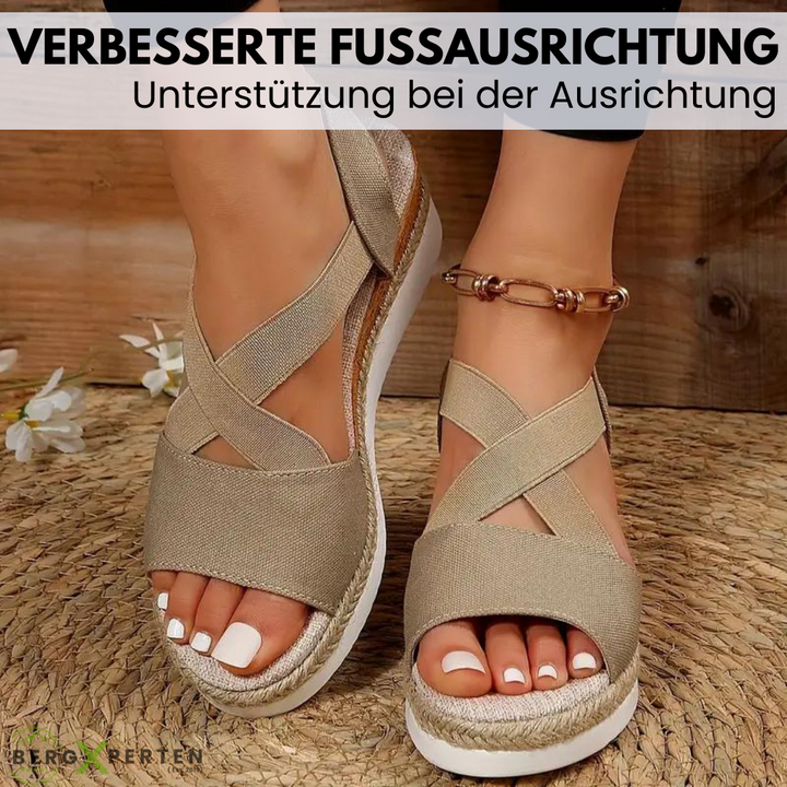 "Bequeme Damen-Sandalen in Beige, ergonomisch, rutschfeste Sohle, für schmerzfreie Schritte und modischen Komfort."