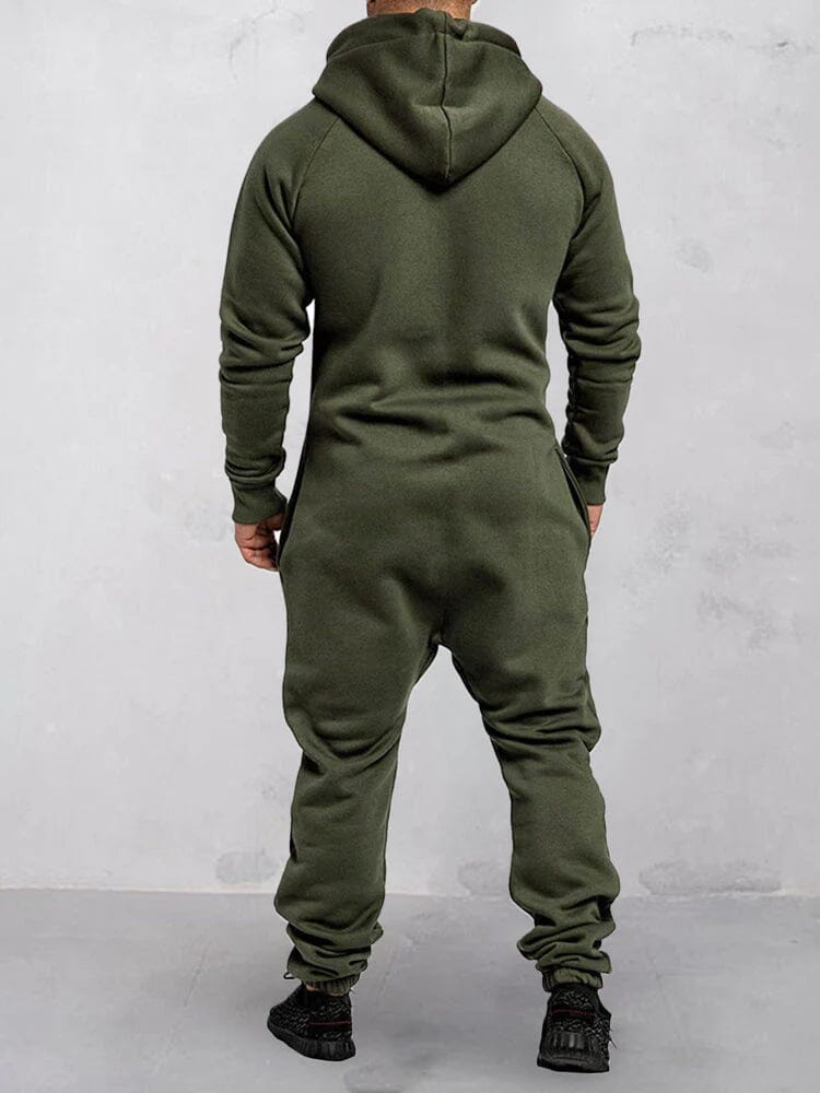 Bequemer Herren Jumpsuit mit Kapuze, lockere Passform, stilvolles Design, ideal für Freizeit und Entspannung.