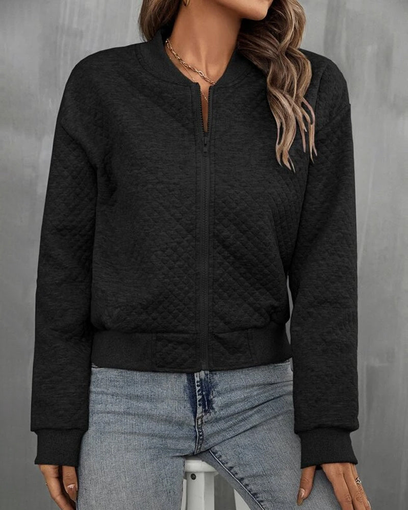 "Blaue Sommer Bomberjacke Gesine, leichtes und atmungsaktives Material, moderner Schnitt, elegante Details für Damen."