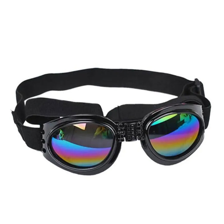 "Blaue UV-Schutzbrille für Hunde, modisch und funktional, schützt vor Sonne und Wind, ideal für Outdoor-Aktivitäten."