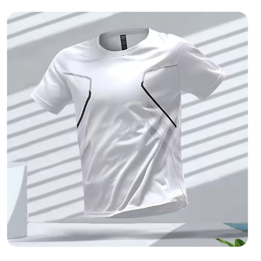Blaues Herren Sport T-Shirt, atmungsaktiv, schnelltrocknend, ergonomisches Design für maximale Bewegungsfreiheit.