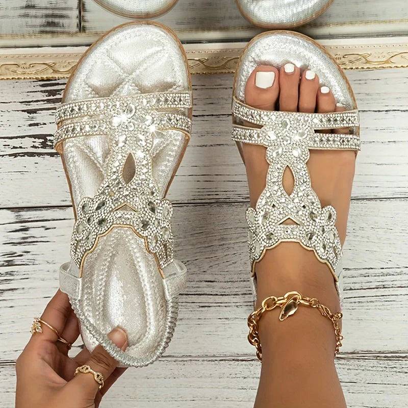 Boho-Stil Sandalen für Damen, orthopädisch, bequem, in warmen Erdtönen, ideal für stilvolle und komfortable Sommerlooks.