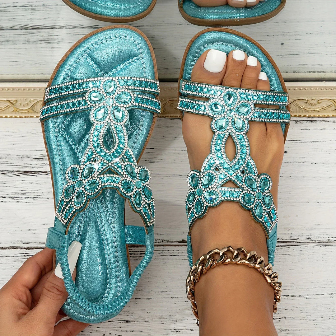 Boho-Stil Sandalen für Damen, orthopädisch, bequem, in warmen Erdtönen, ideal für stilvolle und komfortable Sommerlooks.