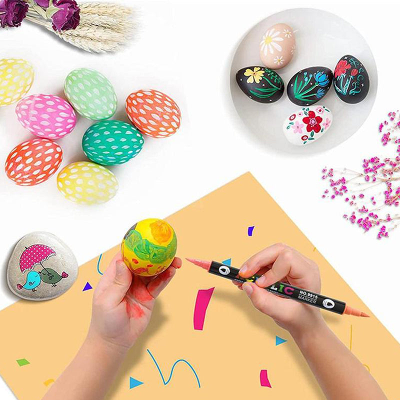 "Bunte Acrylfarbe Marker Stifte mit doppelten Spitzen auf weißem Hintergrund, ideal für kreative DIY-Bastelprojekte."