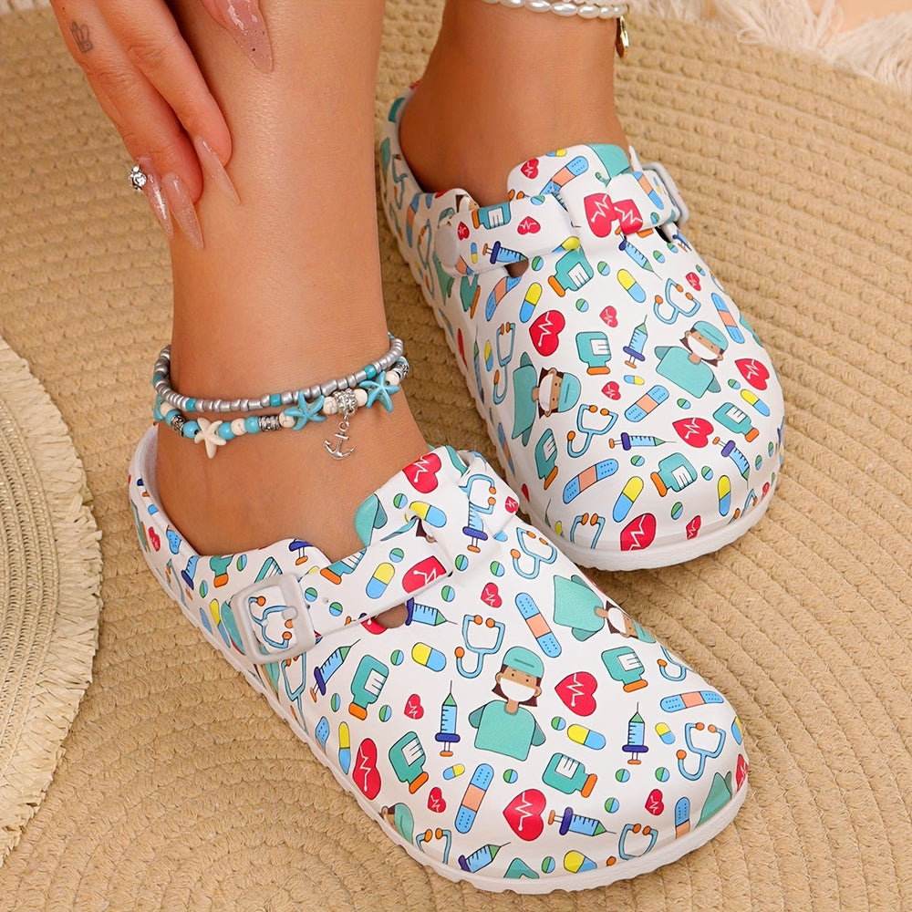 "Bunte Damen-Clogs: farbenfrohes Design, leicht und rutschfest, ideal für Komfort und Stil im Alltag."