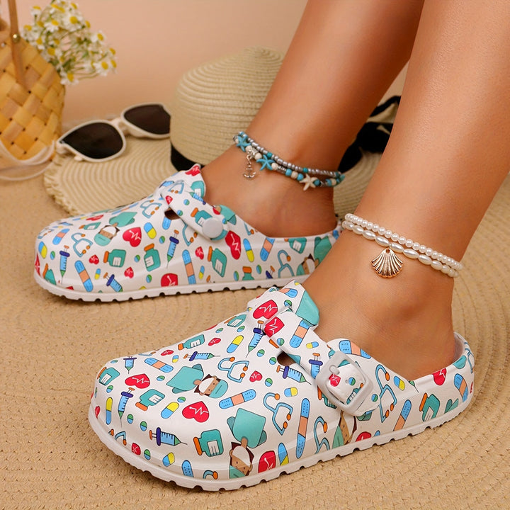 "Bunte Damen-Clogs: farbenfrohes Design, leicht und rutschfest, ideal für Komfort und Stil im Alltag."