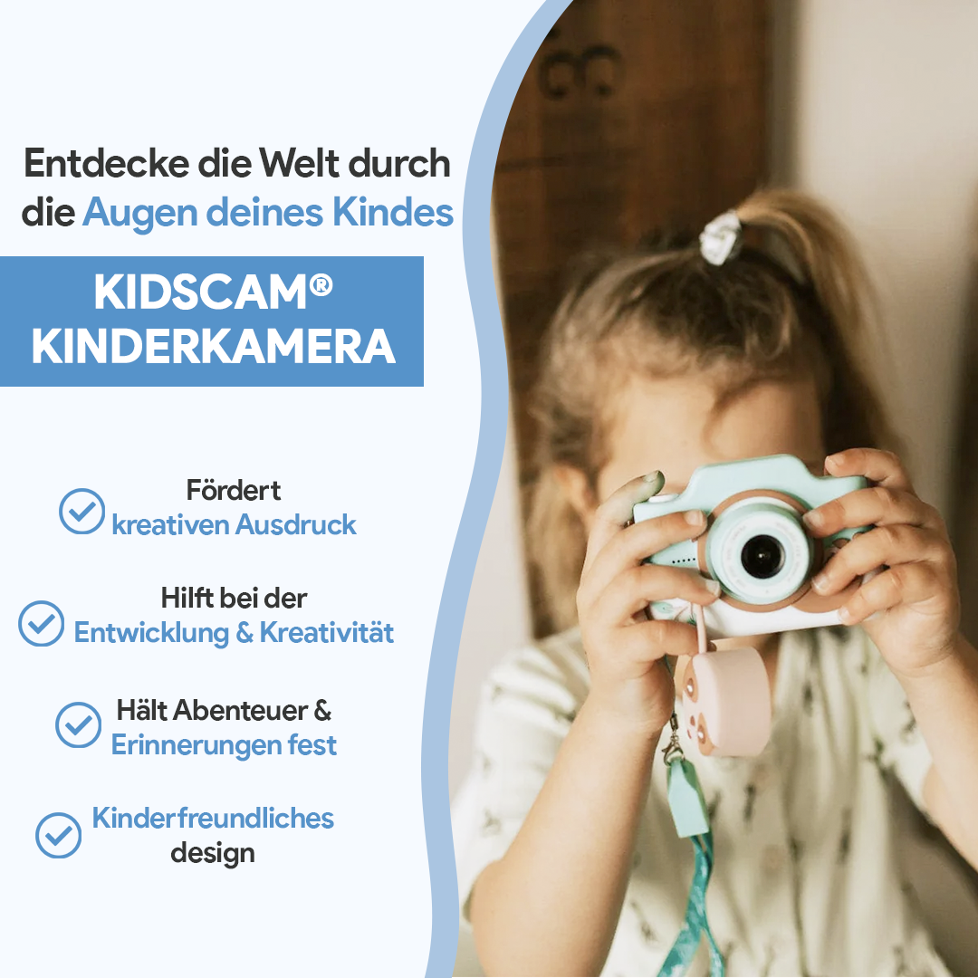 "Bunte Kinderkamera in Hellblau, Hellrosa, Mintgrün, kompakt und robust, perfekt für kreative Fotografie und Spielspaß."