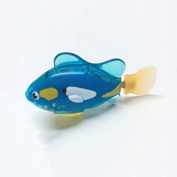 "Bunte, leuchtende Fisch-Spielzeuge in einem Glas, die lebensechte Bewegungen zeigen und das Jagdverhalten stimulieren."