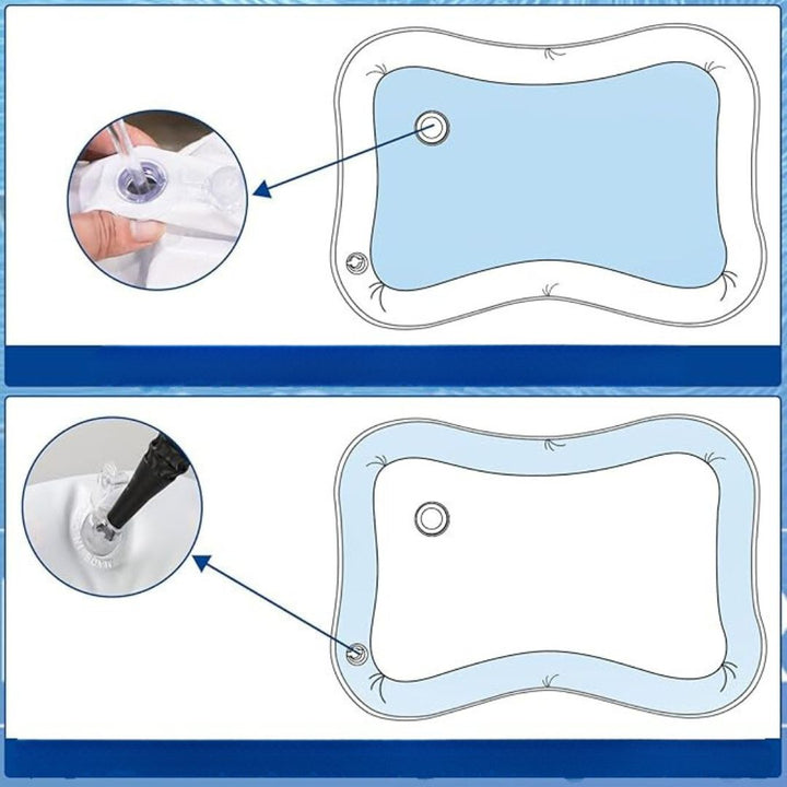 "Bunte sensorische Wasserspielmatte für Babys mit animierten Meeresbewohnern, fördert Motorik und Sinne, ideal für Spielzeit.