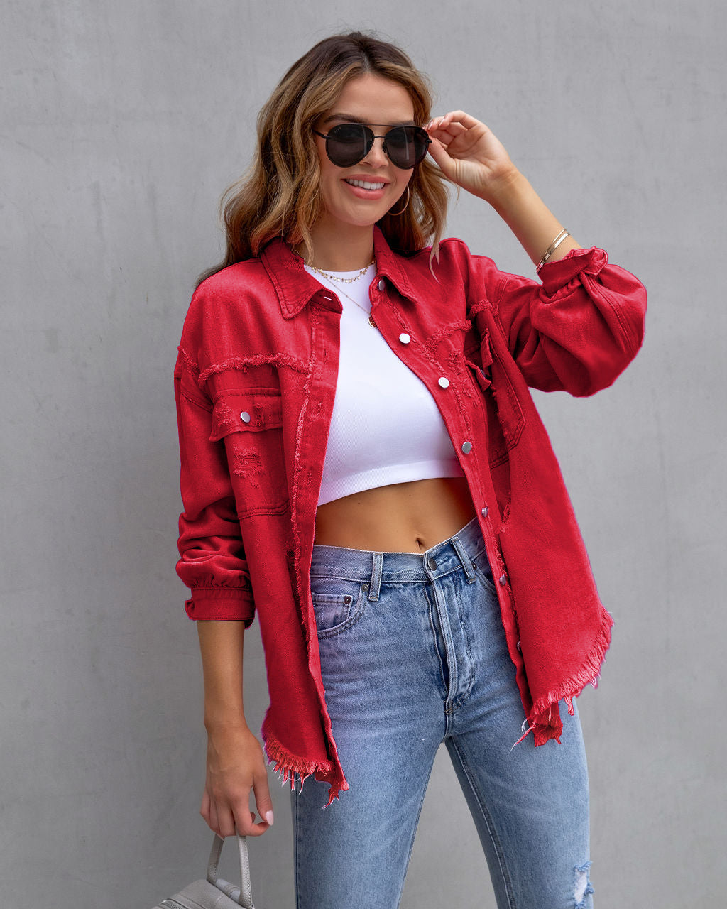 Zerrissene Hemdjacke für Damen