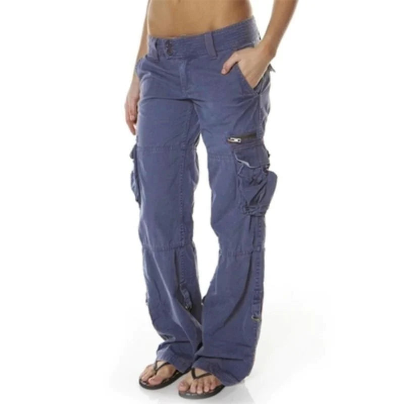 "Cargohose für Damen mit praktischen Taschen, robustes Material, dehnbarer Bund, lockerer Schnitt, stilvoll & komfortabel"