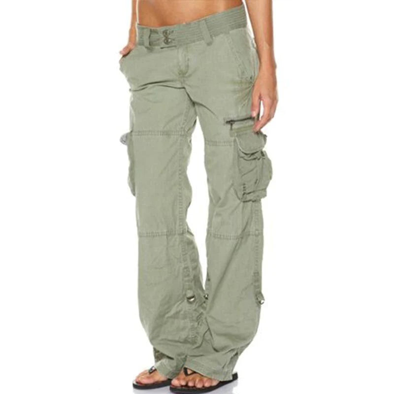 "Cargohose für Damen mit praktischen Taschen, robustes Material, dehnbarer Bund, lockerer Schnitt, stilvoll & komfortabel"